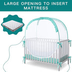 Crib Pop Up Tent Baby Safety Mesh Cover Mosquito Net Toddler Bed Canopy Netting Cover Protect Baby from Biting and Falling, Emerald, 51 x 51 x 27 Inch