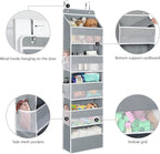 Univivi Hanging Storage Organizer Nursery Closet Cabinet Baby Storage with 5 Large Compartments 6 Side Pockets for Cosmetics, Toys and Sundries (Grey)