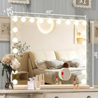 Hollywood Vanity Mirror with Lights, 21 Dimmable Bulbs, 3 Color Lights,Make Up Lighted Mirror, Aluminum Metal Frame, USB Charging Port（40" x 30"）