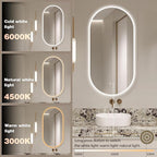 48"x24" Oval Led Mirror for Bathroom, Frameless Vanity Mirror with Lights, Modern Lighted Bathroom Mirror Wall Mounted, Anti Fog Smart Mirror with 3 Colors Dimmable, Vertical/Horizontal