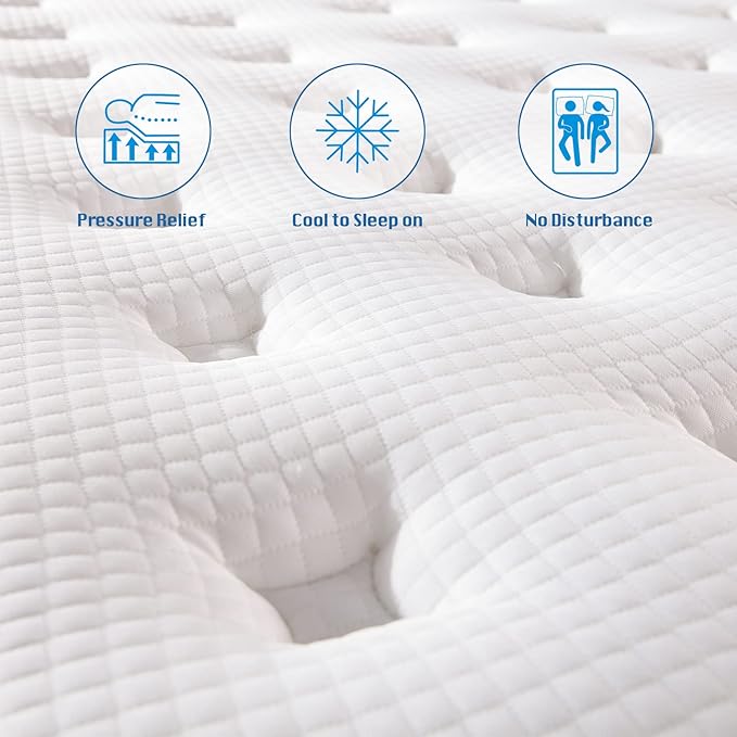 Rimensy Queen Mattress, 12 Inch Hybrid Mattress in a Box, Gel Memory Foam Mattress, Individually Wrapped Pocket Coils, Quality Comfort and Adaptive Support - Breathable, 60"*80"*12"