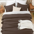Litanika Comforters Twin/Twin XL Size Chocolate, 2 Pieces Lightweight Solid Bedding Set & Collections, All Season Fluffy Bed Set (66x90 Inches Comforter & 1 Pillowcase)