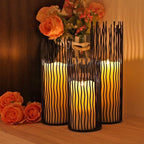 Set of 3 Metal Iron Candle Holder, Black Candlestick Modern Table Centerpiece for Indoor & Outdoor Decor, Dining Room, Home Decoration
