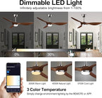 reiga 52 Inch ETL Listed High CFM Quiet DC Motor Smart Ceiling Fans with Lights Remote Control, Indoor 3 Blade Modern Ceiling Fan for Living Room Bedroom Farmhouse
