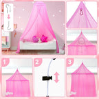 South to East Pink Bed Canopy for Girls, Princess Bed Canopy for Kids Room, Mosquito Net Canopy Girls Beds, Fire Retardant Fabric