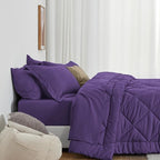 Love's cabin Twin XL Comforter Set Purple, 5 Pieces Twin XL Bed in a Bag, All Season Bedding Sets with 1 Comforter, 1 Flat Sheet, 1 Fitted Sheet, 1 Pillowcase and 1 Pillow Sham