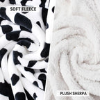 Catalonia Cow Print Sherpa Wearable Blanket with Sleeves & Foot Pockets for Adult Women Men, Comfy Snuggly Wrap Sleeved Throw Blanket Robe, Gift Idea