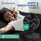 DREAMCARE Queen Sheet Set – 4 pcs Cooling Sheets – up to 21” Extra Deep Pocket Queen Sheets – Hotel Luxury Sheets & Pillowcases – Superior Softness 100% Fine Microfiber with Side Pocket – Black