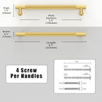 10 Pack Brushed Gold Knurled Cabinet Pulls 7.5 Inch(192mm) Kitchen Cabinet Handles Solid Zinc Alloy Cabinet Hardware Drawer Pulls