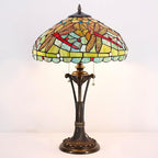 Tiffany Table Lamp Green Red Stained Glass Desk Lamp 16X16X24 Inches Dragonfly Style Reading Light