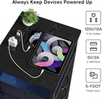Fixwal Night Stand with Charging Station, LED Nightstand with U-S-B Ports and Outlets, 3 Fabric Storage Drawers with PU Finish, Bedside Table, Black