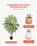 VEVOR Artificial Dracaena Tree 5 ft, Fake Palm Tropical Plants with White Tall Planter, Faux Floor Silk Plant in Pot, Large Trees for Home Office Living Room Decor House Warming, Indoor Outdoor