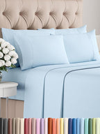 King 6 Piece Sheet Set - Comfy Breathable & Cooling - Ultra-Soft Hotel Luxury Bedding Set with 8-16 Inch Deep Pockets - 1 Flat & 1 Fitted Sheet & 4 Pillowcases - Wrinkle Free & Easy Care - Baby Blue