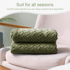 Exclusivo Mezcla Fleece Throw Blanket for Couch, 50x70 Inches Soft Cozy Jacquard Flannel Blankets, Lightweight Fuzzy Plush Warm Throws for Winter, Olive Green