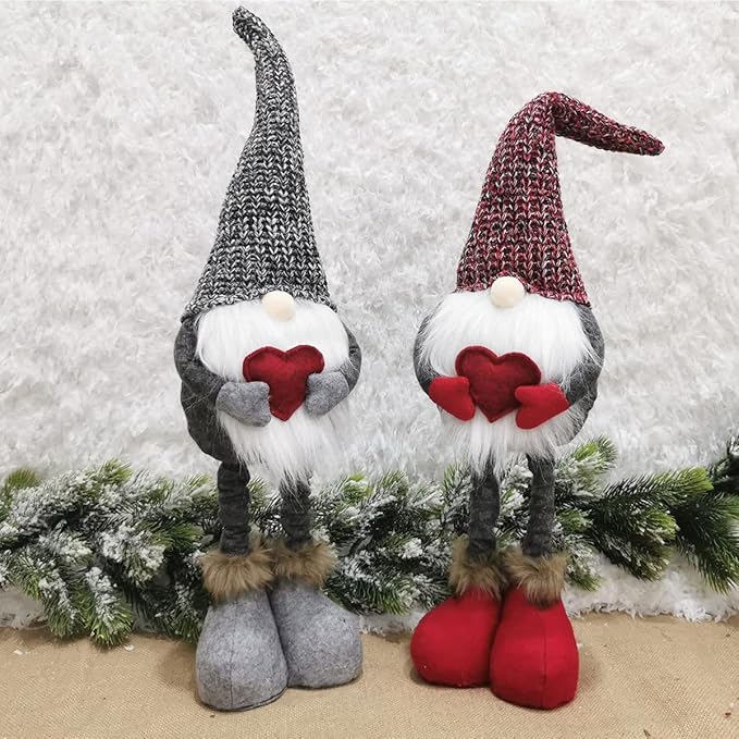 Valentine's Day Wedding Day Gnome Plush Decoration - Retractable Leg Table Ornament for Festive Home Party Decor Gift