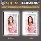 LED Bathroom Mirror,20"x28" Led Mirror with Black Frame, Front Light and Backlit, Stepless Dimmable, Anti-Fog, Shatter-Proof, Memory, 3 Colors, Double LED Vanity Mirror