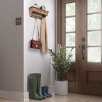 Emfogo Coat Hooks Mounted, Rustic Wood Coat Rack Mount Shelf with Hooks, Farmhouse Coat Rack with Shelf & Coat Hook for Entryway, Mudroom, Bedroom, Kitchen, Bathroom (Brown)
