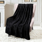 Exclusivo Mezcla Extra Large Fleece Throw Blanket for Couch, Sofa, 300GSM Super Soft and Warm Blankets, Black Throw All Season Use, Cozy, Plush, Lightweight, 50x70 Inches