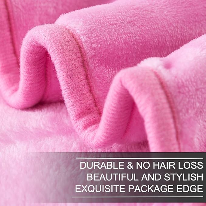 Fleece Queen Size Summer Blanket All Season 350GSM Lightweight Throw for The Bed Extra Soft Brush Fabric Winter Warm Sofa Blanket 90" x 90"(Pink Queen)