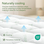 Ultra Soft Full Size Mattress Topper - Viscose Made from Bamboo Pillow Top Mattress Pad for Back Pain Relief - Naturally Cooling for Hot Sleepers, Green