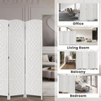 Rose Home Fashion Room Divider, 6 ft Tall Room Dividers and Folding Privacy Screens, 16in Privacy Screen 4 Panel White Space Temporary Wall Foldable Partition Separation