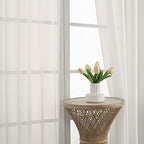 OVZME Ivory Sheer Curtains 84 Inches Long 2 Panels Set, Light Filtering Sheer Curtains for Living Room Bedroom 59 Inch Extra Wide, Modern Voile Filmy Rod Pocket Window Drapes, 59Wx84L Inches