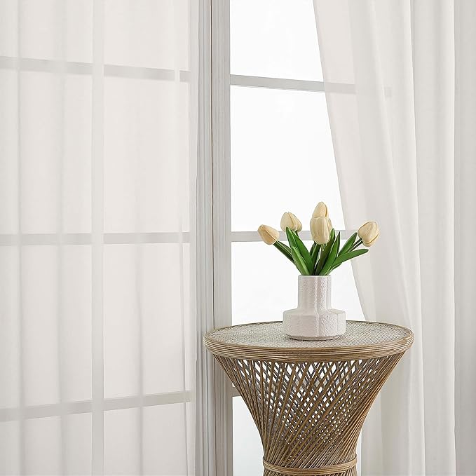 OVZME Ivory Bedroom Curtains 2 Panel Sets 90 Inch Length, 59 Inch Extra Wide Light Filtering Light Weight Soft Window Treatment Panels for Study Room Living Room Guest Room, 59Wx90L Inches