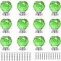 12 Pcs 30mm Round Shape Crystal Glass Cabinet Knobs with Screws Drawer Knob Pull Handle Used for Kitchen, Dresser, Door, Cupboard(Green