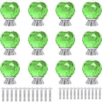 12 Pcs 30mm Round Shape Crystal Glass Cabinet Knobs with Screws Drawer Knob Pull Handle Used for Kitchen, Dresser, Door, Cupboard(Green