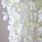 mizii 6Pcs White Wisteria Hanging Flowers 48" Silk Wisteria Artificial Flowers Garland Vines Fake Hanging Flowers Decoration for Wedding Flower Wall Backdrop Centerpieces Party Room Decor (White)
