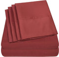 Queen Sheets Burgundy - 6 Piece 1500 Supreme Collection Fine Brushed Microfiber Deep Pocket Queen Sheet Set Bedding - 2 Extra Pillow Cases, Great Value, Queen, Burgundy