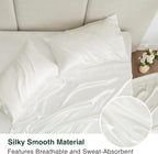 Love's cabin Full Size Satin Sheet Sets - 4 Piece Ivory Silky Sheet Set Full with Deep Pocket, Luxury Silk Feel Bed Sheets Full Bedding Set (1 Flat Sheet,1 Fitted Sheet,2 Pillow Cases)