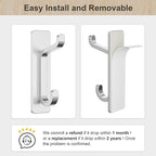 Wall Hooks for Coat and Towel: 13LB Adhesive Door Hanger Stick on, Silver 6 Pack
