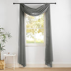 NICETOWN Bed Canopy Scarf Curtains Sheer Textured - Multifunctional Window Topper Scarf Home Decor Voile Valance for Party/Carnival (Sold Individually, W60 x L216, Dark Gray)