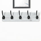 WEBI Coat Rack Wall Mounted,Coat Hooks Wall Mount,16" Hole to Hole,Large Coat Hanger Wall,5 Hooks for Hanging Coats,Hats,Jacket,Clothes,Entryway,Black/White,2 Packs