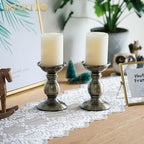 2 Pcs Bronze Iron Pillar Candle Holders, Most Ideal for 3" Pillar Candle, Gifts for Wedding, Party, Home, Spa, Reiki, Votive Candle (2 x S)