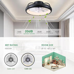 Ceiling Fans,Flush Mount Ceiling Fans with Lights and Remote Control, Low Profile Ceiling Fan with Light and Remote, Modern Ceiling Fan, Reversible, Dimmable, Noiseless(Black)