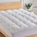 SLEEP ZONE King Mattress Topper Washable, Deep Pocket Mattress Pad, Thick Fitted Mattress Cover for Back Pain, Breathable Mattress Protector, Hotel Quality (White, King)
