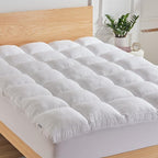 SLEEP ZONE King Mattress Topper Washable, Deep Pocket Mattress Pad, Thick Fitted Mattress Cover for Back Pain, Breathable Mattress Protector, Hotel Quality (White, King)
