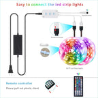 QZYL 50 Feet Led Strip Lights Home,Led Lights for Bedroom,Music Sync Color Changing Flexible Timing Rope Lights,44 Key Remote App Control RGB Tape Light DIY Colors Luces for Bedroom Party Decoration