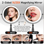 Makeup Mirror with Lights, 20X Magnifying Mirror with Light for Women, 5000 mAh Vanity Mirror with Lights and 3 Colors, 2-Sided Lighted Magnified Mirrors for Delicate Makeup, 9 Inch, Black