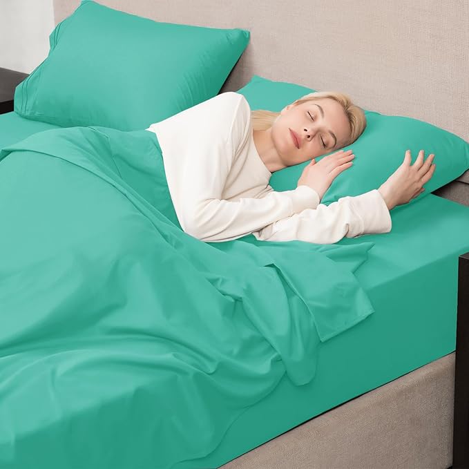 Mejoroom California King Size Sheet Set - Soft Microfiber Bed Sheets,Deep Pocket Fitted Sheet, Breathable, Wrinkle & Fade Resistant - 4 Piece (California King, Mint)