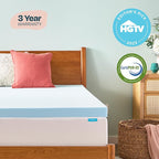 LINENSPA Memory Foam Mattress Topper - 3 Inch Gel Infused Memory Foam - Plush Feel - Cooling and Pressure Relieving - CertiPUR Certified - Dorm Room Essentials - Full Size