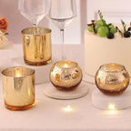 20 Pcs Assorted Gold Votive Candle Holders Bulk, Larger Size Mercury Glass Votives with Round Candle Holder for Wedding Decorations, Tealight Candle Holder for Gold Party Table Centerpieces