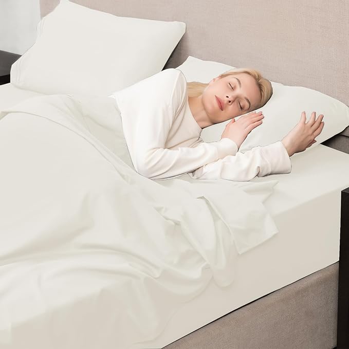 Mejoroom Full Size Sheets - 1800TC Luxury Full Sheets with 16 Inch Deep Pocket - Premium Bedding Collection - Extra Soft, Breathable, Wrinkle, Fade & Stain Resistant - 4 Piece (Full, Ivory)