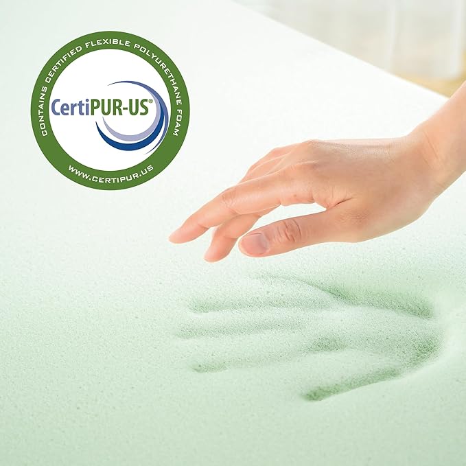 ZINUS 2 Inch Green Tea Memory Foam Mattress Topper, Smaller, More Convenient WonderBox Packaging, Pressure-Relieving Layers, CertiPUR-US Certified, Full