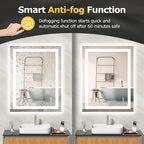 28X36 LED Bathroom Mirror with Lights, Anti-Fog, Dimmable, Backlit + Front Lit, Smart Bathroom Vanity Mirror, Memory Function, Shatterproof, Tempered Glass (Horizontal/Vertical)