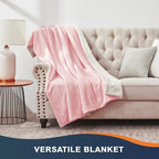 Walensee Sherpa Fleece Blanket (Queen Size 90”x90” Pink) Plush Throw Fuzzy Super Soft Reversible Microfiber Flannel Blankets for Couch, Bed, Sofa Ultra Luxurious Warm and Cozy for All Seasons