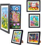Kids Art Frames - Changeable Front Opening Holds 150, 10x12.5 Picture Frame for Displaying Kids' Artwork, Drawing, With Storage (White)