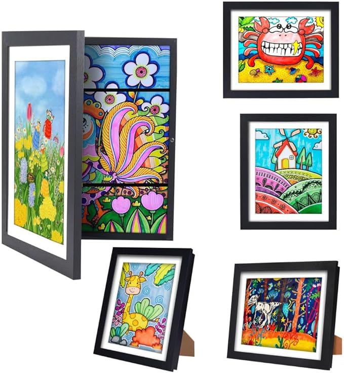 [3-Pack] Kids Artwork Frames Changeable - Kids Art Frame,Front Opening Holds 150,Children Art Projects Kids Art Frames,10x12.5 Picture Frame for Display Kid Art Work,With Storage(White)